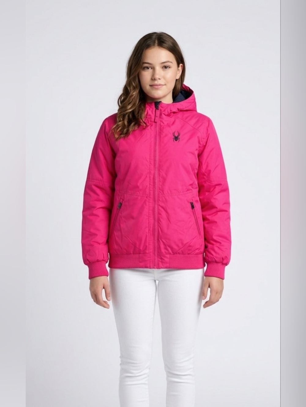 Spyder Girls Pink Insulated Hooded Ski Jacket Youth Size 16 Winter Coat